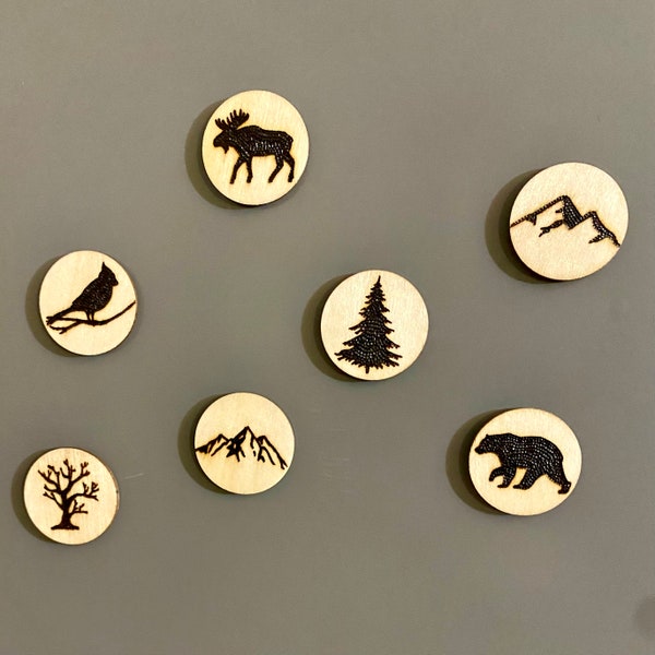 Nature and Wildlife Wooden Magnet | Hand-burned Pyrography | Stocking Stuffer for Nature Lovers