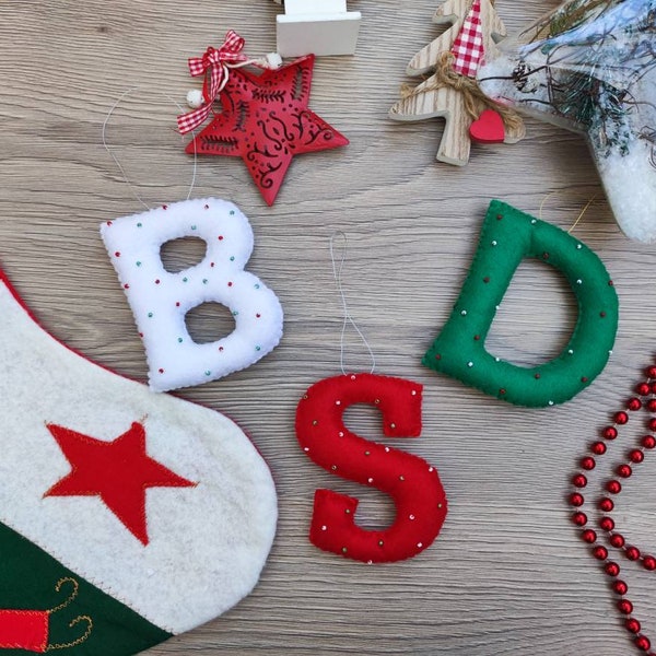 Christmas decoration, personalised decoration, Christmas tree hanging, festive letter, Christmas gift, felt decoration