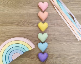 Nursery heart garland, nursery mobile, baby shower gift, toddler room, baby gift, nursery decoration, letter decoration, nursery garland