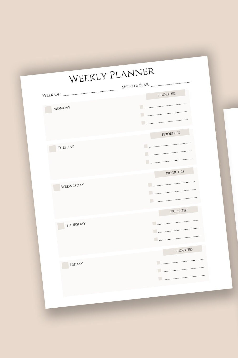 4-week Weekly Planner - Etsy