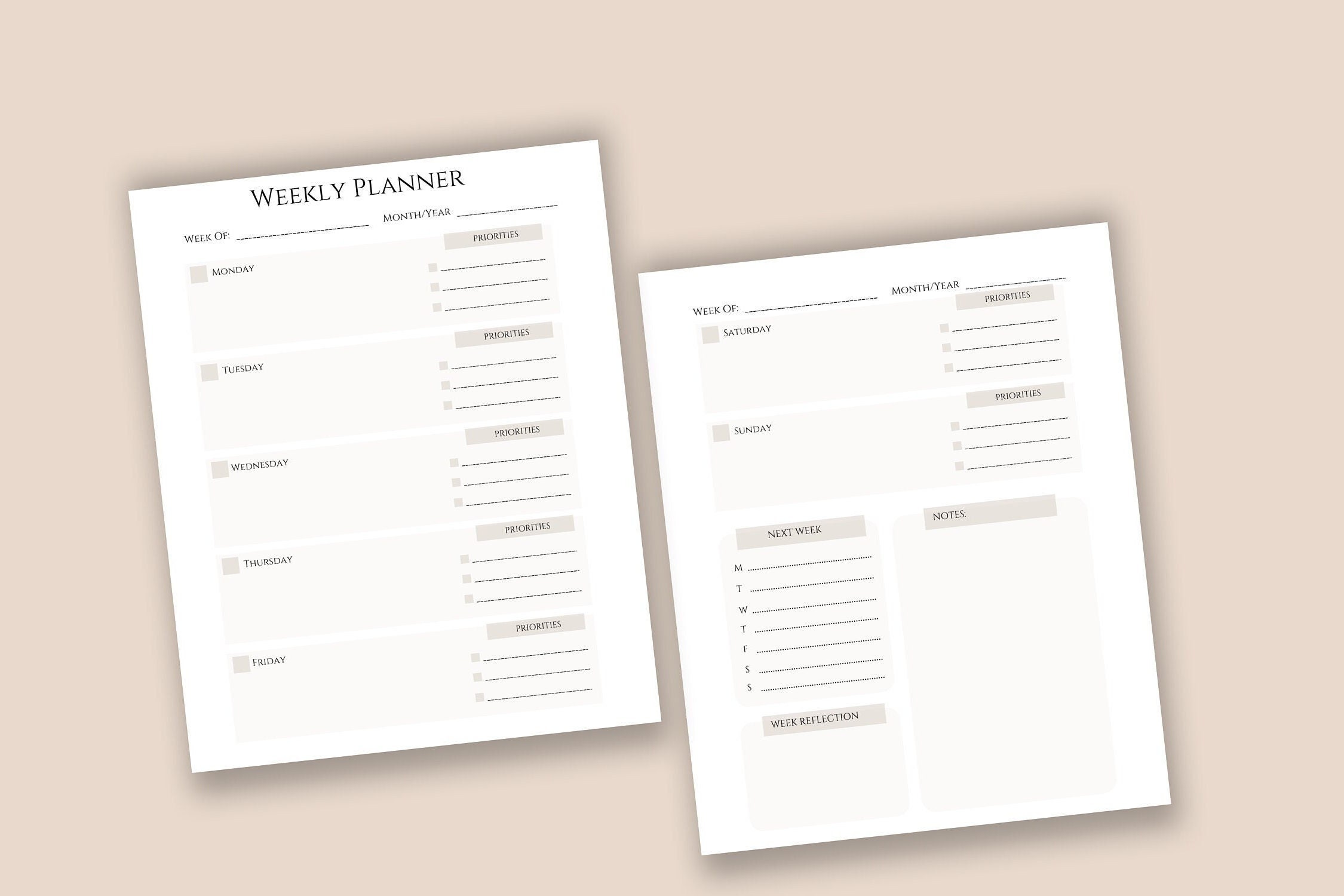 4-week Weekly Planner - Etsy