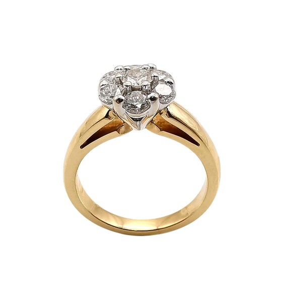 Bague ancienne en or jaune 18 carats sertie de di… - image 6