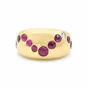 Irradia elegancia - Anillo de rubí de 1,30 quilates en oro amarillo de 18 k - Un diseño único de 18 k - Lujo para mujer - Regalo de aniversario de belleza atemporal