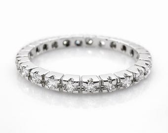 Alianza de boda americana de oro blanco de 18k y diamantes | Anillo de diamantes de 18k | Joyería de lujo vintage