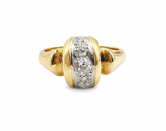 Anillo de oro amarillo de 18 quilates engastado con diamantes para mujer