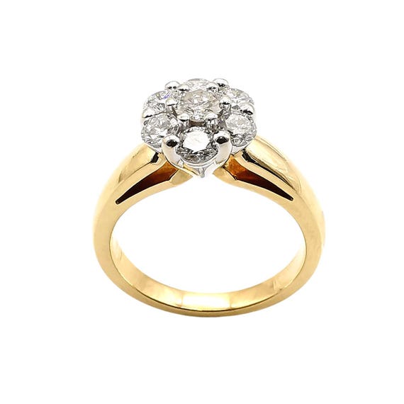 Bague ancienne en or jaune 18 carats sertie de di… - image 3