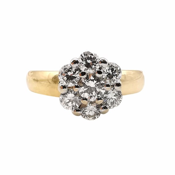 Bague ancienne en or jaune 18 carats sertie de di… - image 1