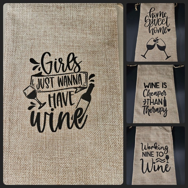 Burlap Wine Bag Etsy