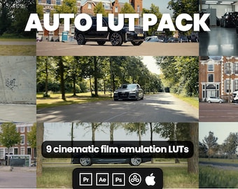 Auto LUT PACK - Professional colours in seconds! - 9 Cinematic Film LUTs for Adobe Premiere, Davinci Resolve, Final Cut Pro and more