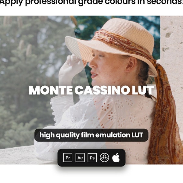 Monte Cassino LUT - Professional colours in seconds! - Cinematic Film LUTs for Adobe Premiere, Davinci Resolve, Final Cut Pro and more