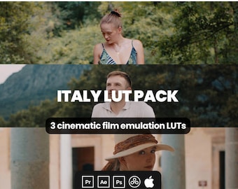 Italy LUT PACK - Professional colours in seconds! - Cinematic Film LUTs for Adobe Premiere, Davinci Resolve, Final Cut Pro and more