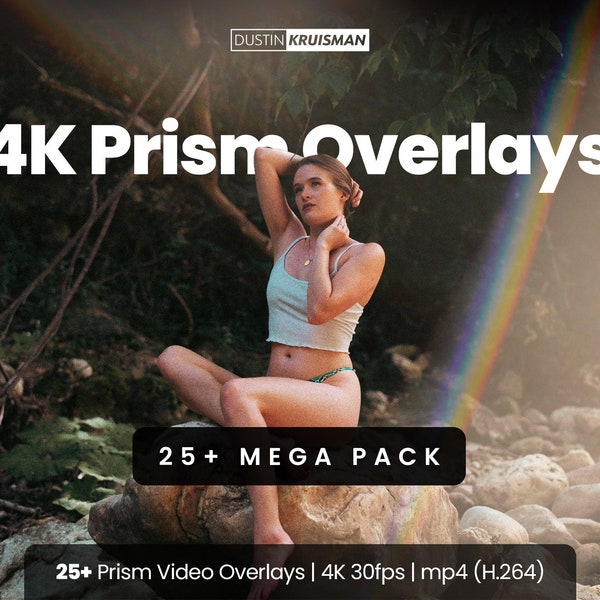 25+ 4K Prism Overlays (mp4) - Mega Pack - Cinematic Prism Light Overlays for Adobe Premiere, Davinci Resolve, Final Cut Pro and more