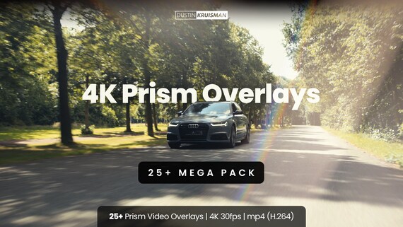 4K Prism Video Overlays - 25+ Mega Pack - Cinematic Prism Light Overlays for Adobe Premiere, Davinci Resolve, Final Cut Pro and more