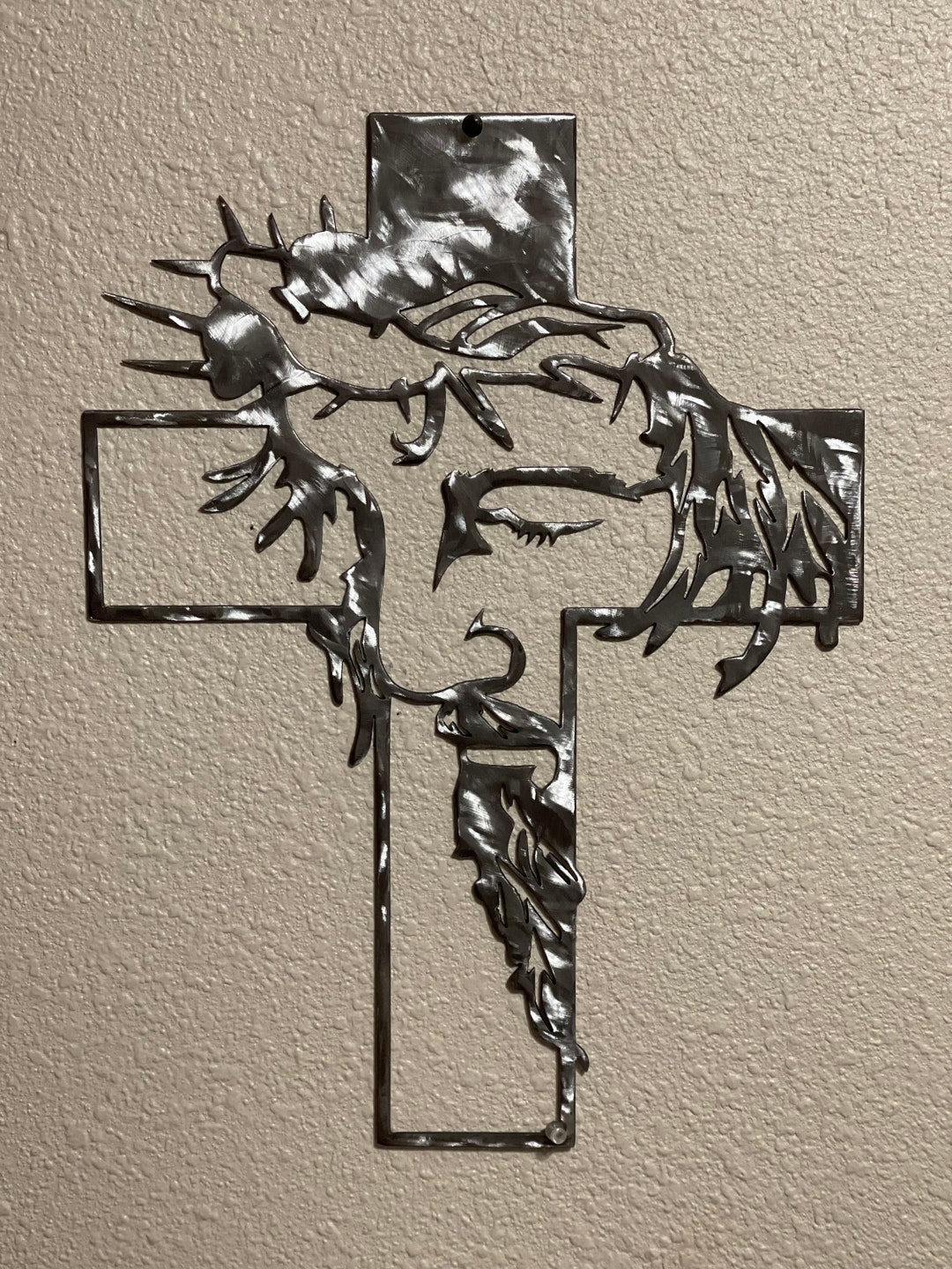 Jesus Cross Wall Decor Metal Art Jesus Cross Gift for Her Gift for Him