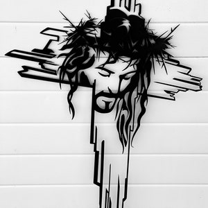Jesus Cross Wall decor- metal art- Jesus- cross- gift for her- gift for him- faith- illusion- wall art- CNC machine- Christmas