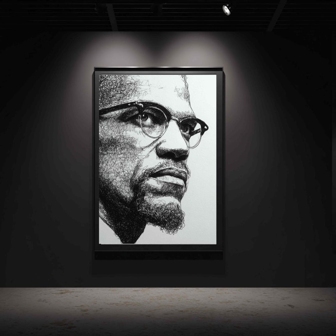 Malcolm X Portrait Minimalist Black History Art Print Etsy