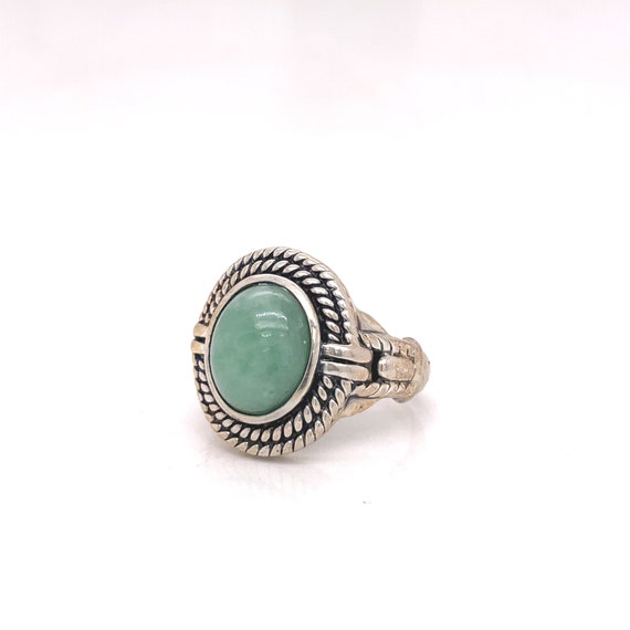 925 Sterling Silver Blue Stone Cabochon Ring - image 2
