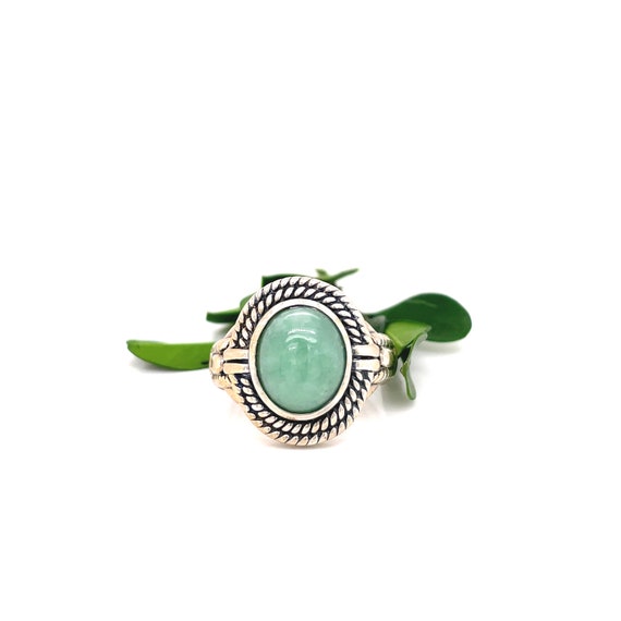 925 Sterling Silver Blue Stone Cabochon Ring - image 1