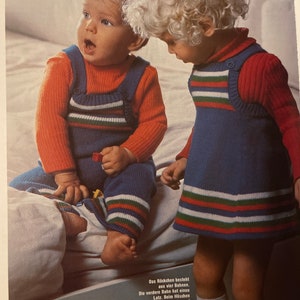 Vintage retro knitting pattern children&#39;s trousers and skirt in a partner look