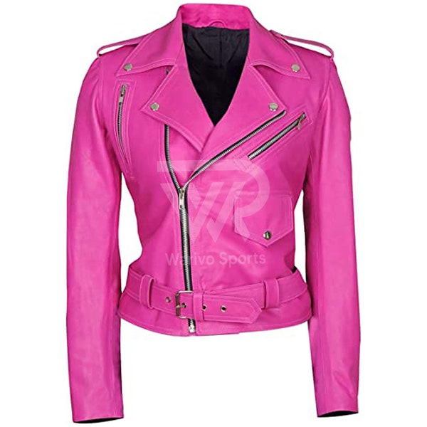 Pink Leather Jacket - Etsy