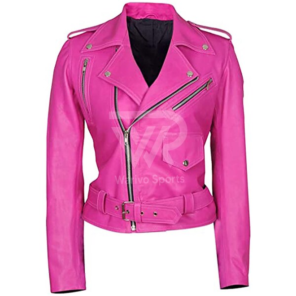 Pink Leather Jacket Etsy