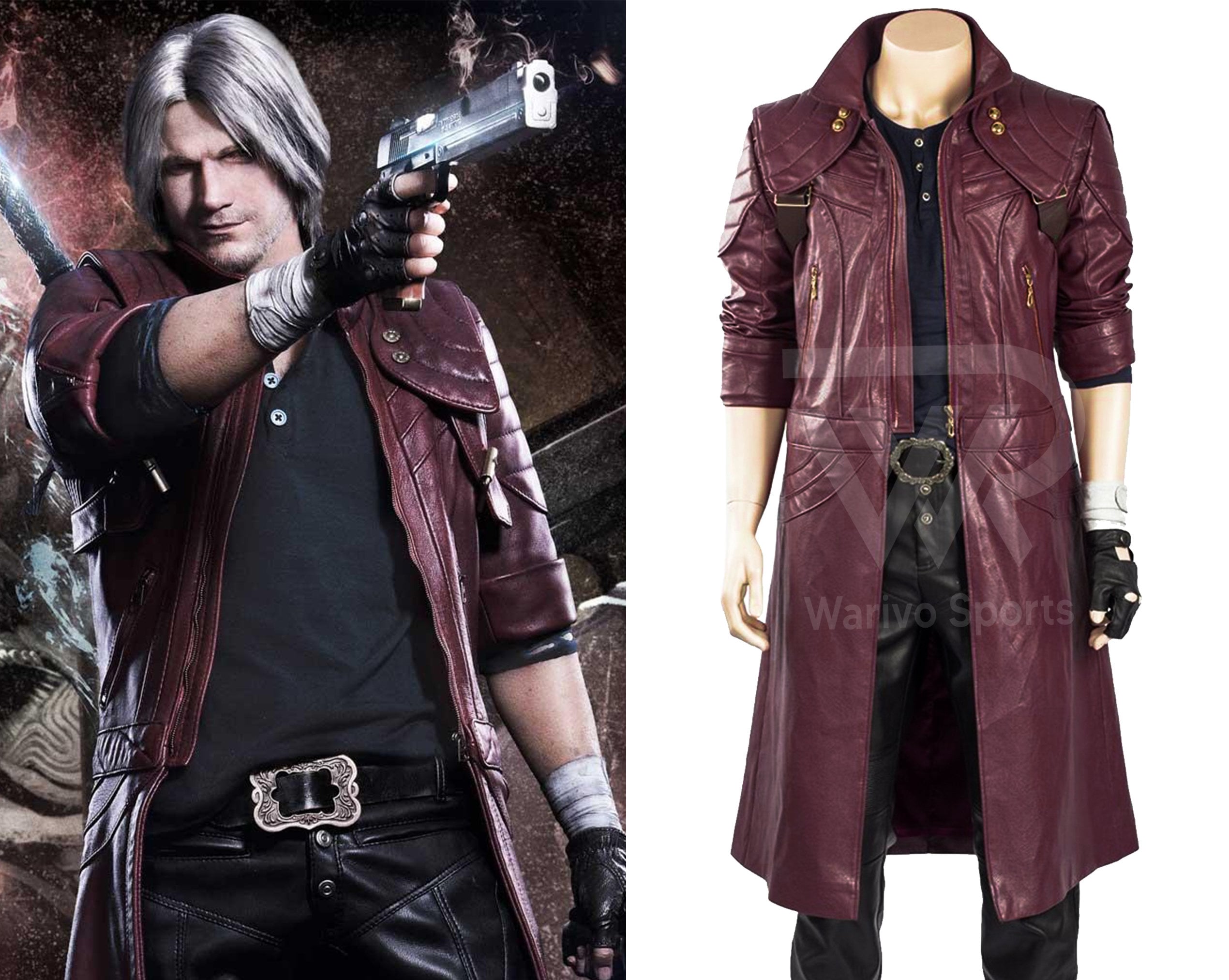 DMC5 Game Devil May Cry Dante Cosplay Costume Jacket PU Overcoat