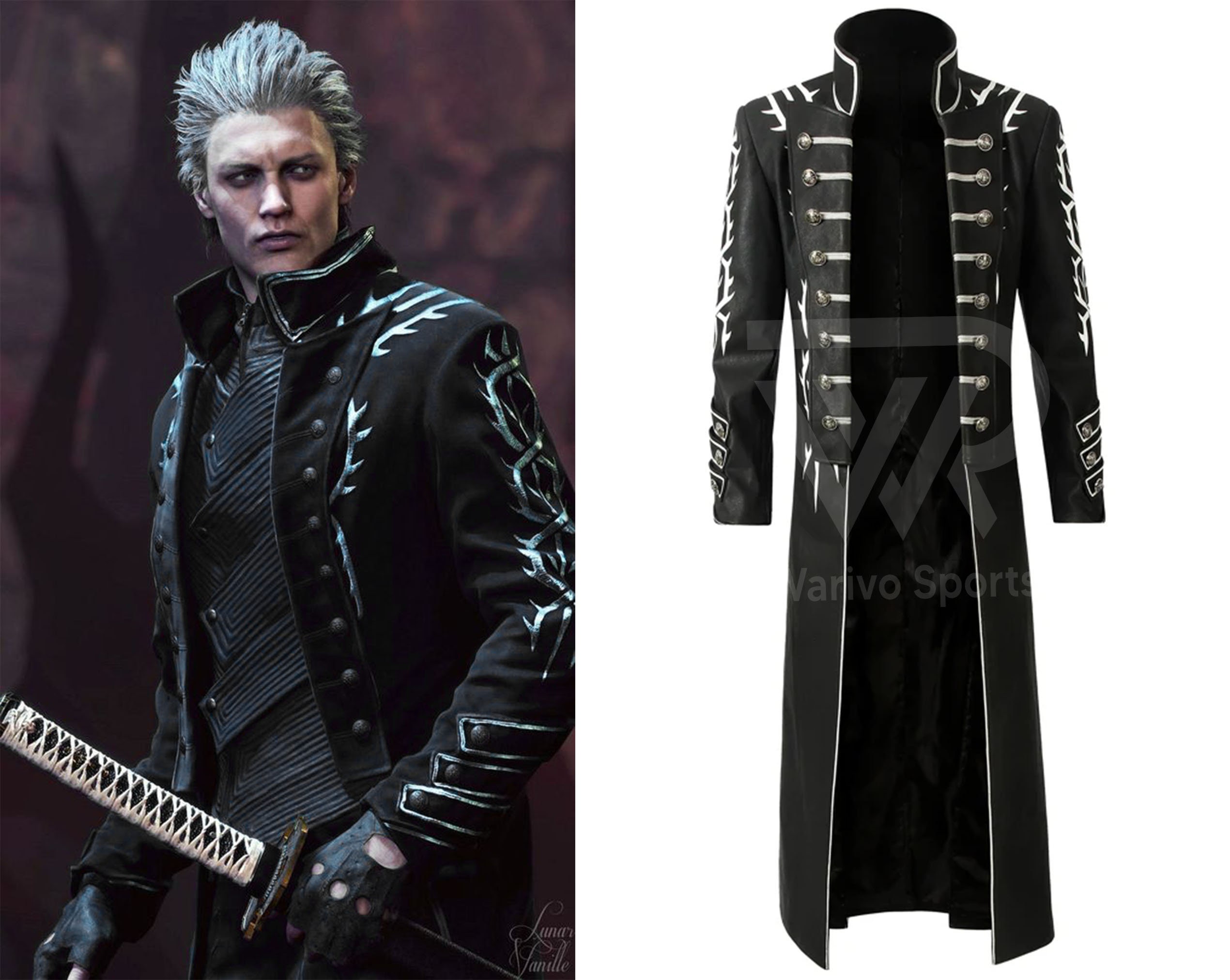 DMC 3 Vergil Christmas Party Halloween Outfit Cosplay Costume Customize /