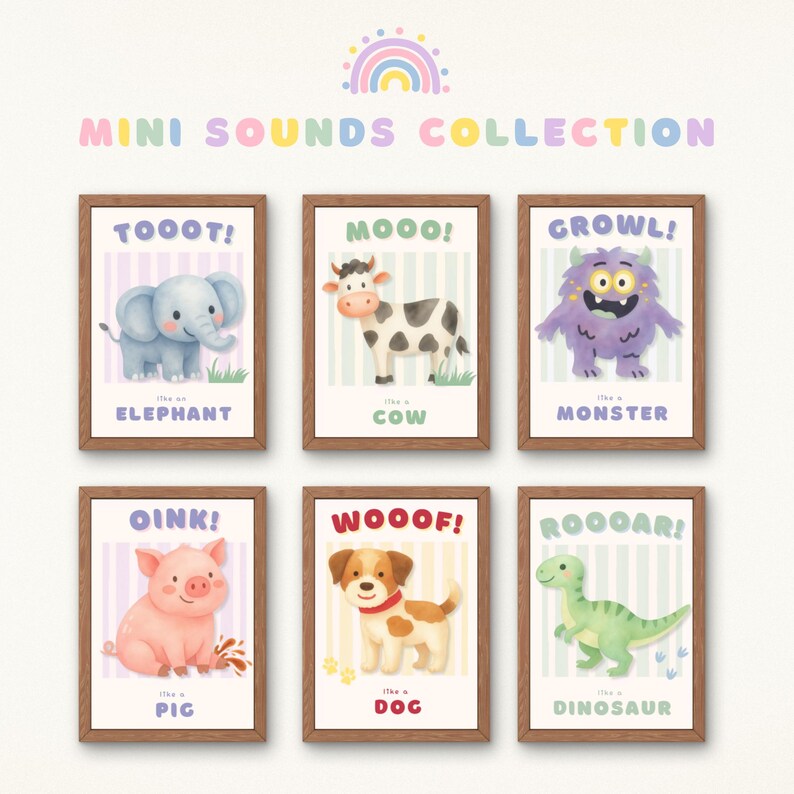 Monster Mini Elephant Tiger Nursery Print | โgrrrr!โ Animal Sound Poster | Jungle Wall Art ...