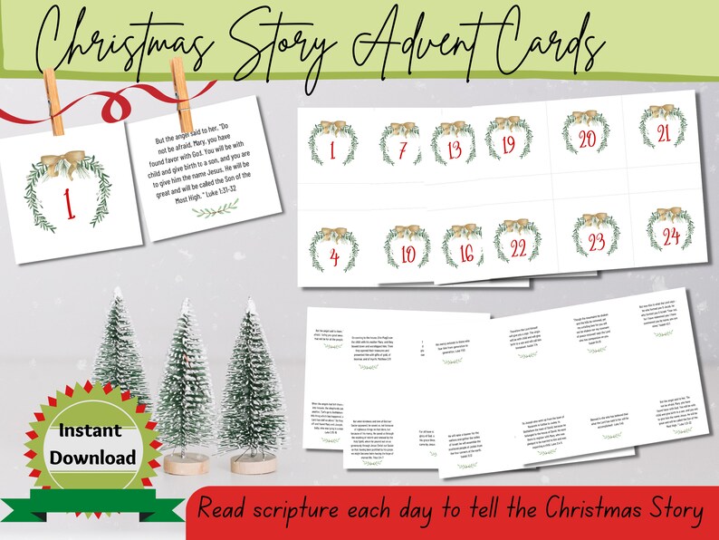 Printable Advent Calendar, Christmas Countdown, Advent Bible Verses ...