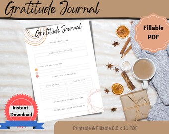 Gratitude Journal Printable, Daily Affirmation, Daily Journal, Printable Journal, Digital Download
