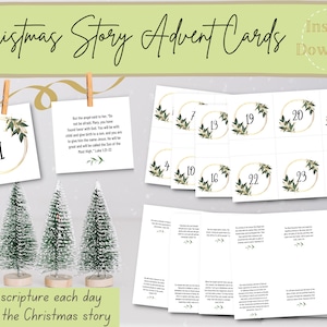 Printable Advent Calendar, Christmas Countdown, Advent Bible Verses, Nativity Advent, Scripture Cards