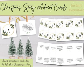 Printable Advent Calendar, Christmas Countdown, Advent Bible Verses, Nativity Advent, Scripture Cards