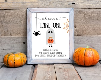 Halloween Please Take One Sign, Trick or Treat Sign, Halloween Door Sign, Halloween Porch Sign, Party Decor