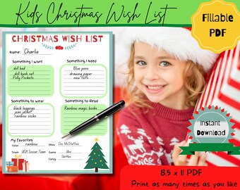 Christmas Wish List, Santa Wish List, Kids Christmas List, Letter to Santa, Christmas Shopping List