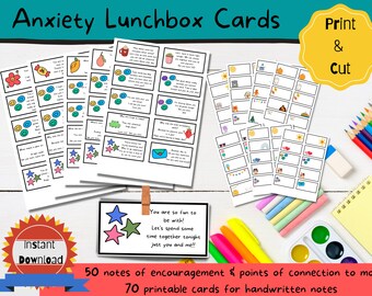 Anxiety Lunch Card Pintables, Notes of Affirmation, Lunchbox Notes, Love Notes, Daily Notes for Anxious kid, Digital Dowload