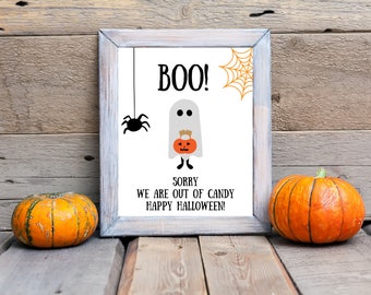 Halloween Out of Candy Sign, Trick or Treat Sign, Halloween Door Sign, Halloween Porch Sign, Party Decor