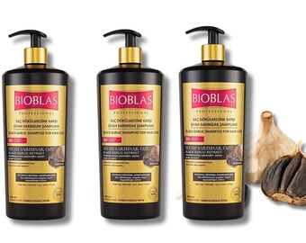 Bioblas Black Garlic Shampoo 3x1000ml (odorless, anti-hair loss)