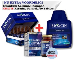 Bioxcin Quantum Bio-Activ Serum (15 x 6 ml) y Champú (300 ml) + Nutraxin Keratin Formula (60 cápsulas)