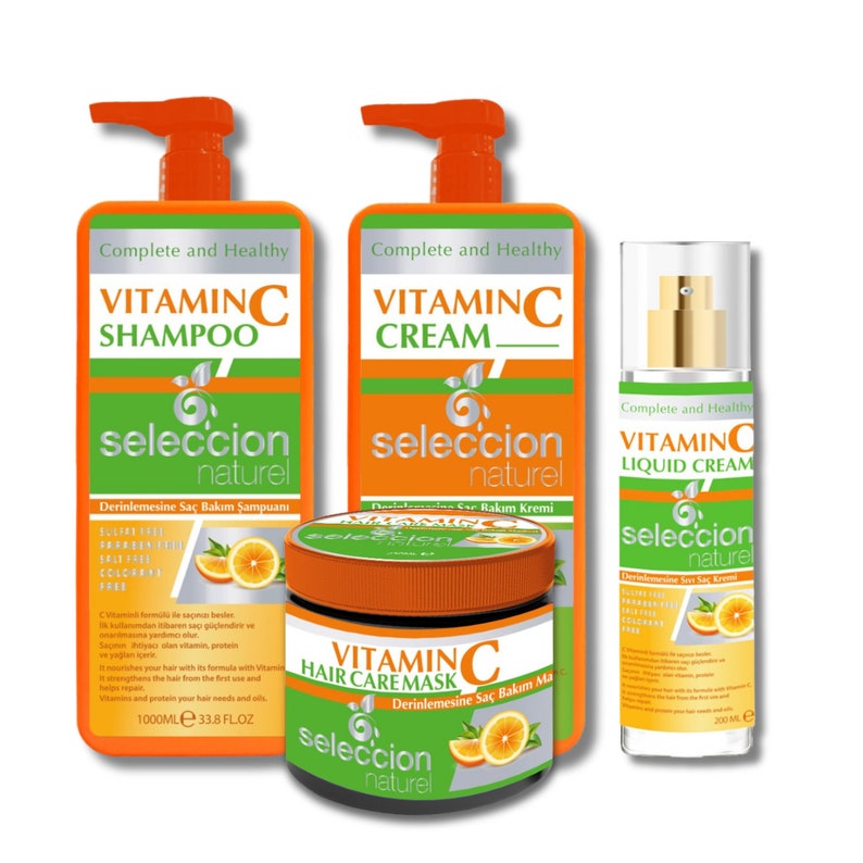 Seleccion Natural Vitamin C Shampoo 1000ml Conditioner 1000ml Liquid conditioner 200ml Hair Mask 250ml image 1