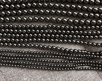 Black tourmaline gemstone beads on strand 4/6/8/10/12 mm - natural stone semi-precious stone beads for making jewelry, necklaces, bracelets