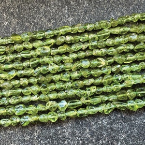 Natural Peridot Nugget Beads on a Strand - Bead Size 4 mm to 6 mm - Strand Length Approx. 38-40 cm / Half Strand Loose Beads for Jewelry, Bracelet