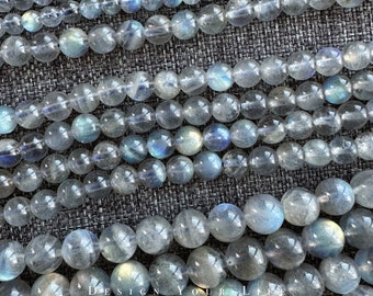 Natürliche 5A Labradorit Edelstein Perlen in 4mm, 6mm & 8mm, graue Mondstein Perlen, Schmuckperlen zur Herstellung von Armband, Armkette