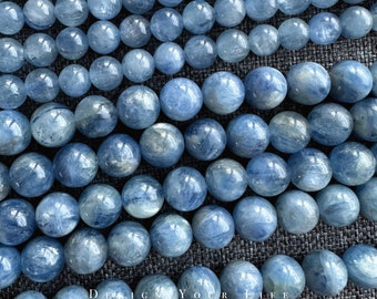 Natural blue kyanite gemstone beads on a strand in 6 mm & 8 mm, loose natural stones semi-precious stones gemstones for making bracelets