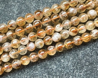 Natürliche Citrin (Typ 3) Perlen am Strang Edelstein Naturstein lose Perlen 6mm 8mm Schmuckperlen Schmuckstein zur Herstellung von Armband