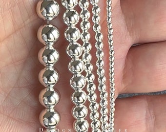 Hematite beads silver 2 mm, 3 mm, 4 mm, 6 mm, 8 mm - hematite beads on a strand / half strand - gemstone beads silver plated