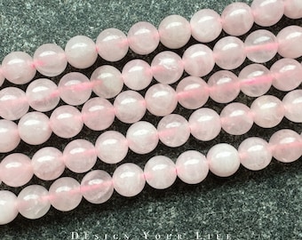 Natürliche Rosenquarz opak Edelstein Perlen am Strang, Halbedelstein Naturstein lose Perlen in 4/6/8mm zur Herstellung von Armband Armkette