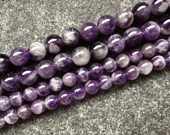 Fancy Amethyst Edelstein Perlen am Strang 4, 6, 8mm violetter Quarz Naturstein Halbedelstein Perlen zur Schmuckherstellung, Ketten, Armband