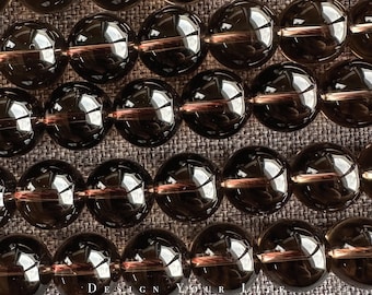 Natürliche Rauchquarz Edelstein Perlen am Strang 4/6/8mm, 10mm & 12mm, Naturstein Halbedelstein Perlen zur Herstellung von Schmuck, Armband