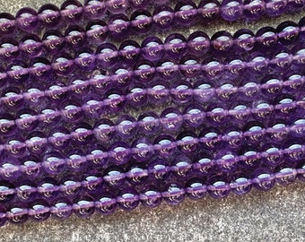 Natürliche hochwertige 5A Amethyst Edelstein Perlen am Strang in 4/6/8 & 10mm - lila Naturstein Perlen zur Herstellung von Schmuck, Armband