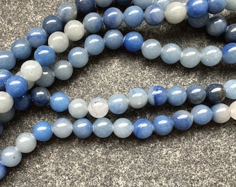 Aventurin blau am Strang Edelstein Naturstein, lose Perlen 4mm 6mm 8mm, Schmuckperlen Schmuckstein zur Herstellung von Kette Armband